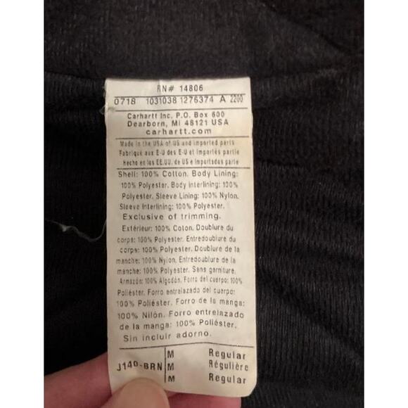 Carhartt J140 Tan Duck Hooded Jacket Mens Size M Workwear Streetwear Skatestyle - Picture 10 of 12